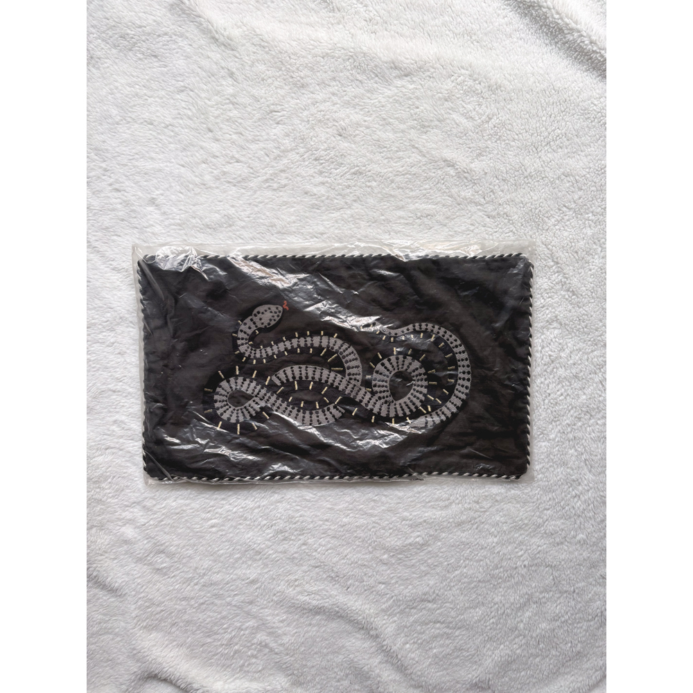 West Elm Snake Embroidered Lumbar Pillow Cover Black 12x21 NWT